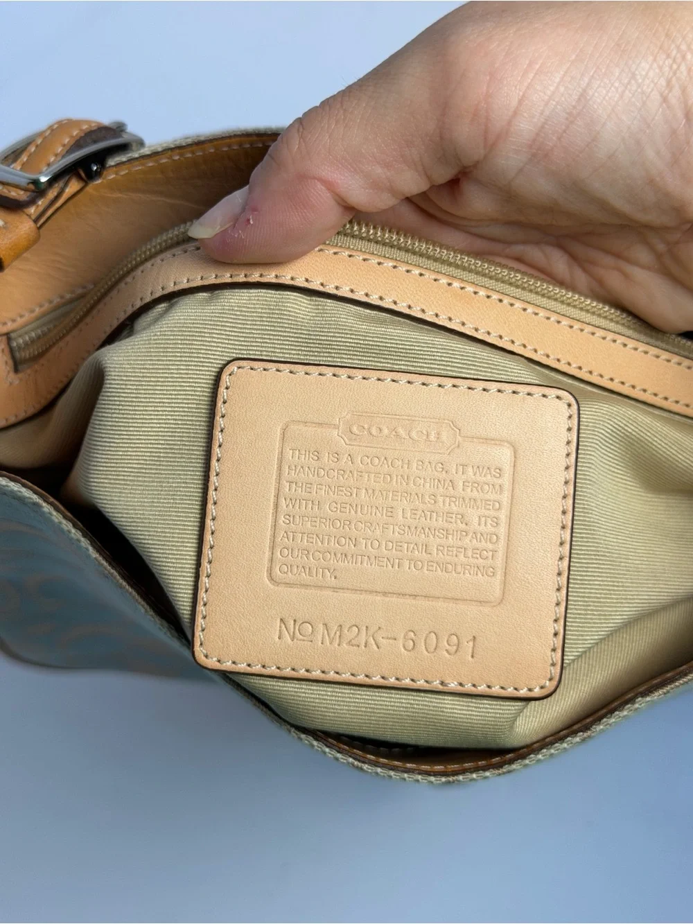 Coach Y2K Hampton Clip Signature Blue/Tan Hobo Shoulder Bag